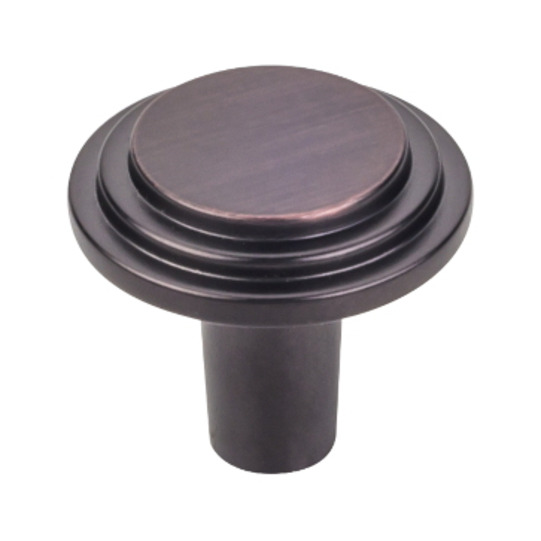 1 1/8in. Overall Length Stepped Rounded Cabinet Knob Brushed Oil Rubbed Bronze